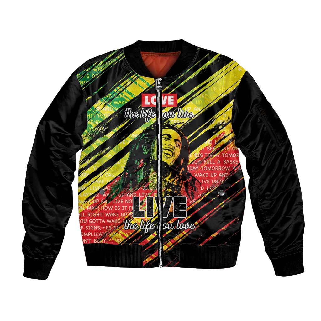 Reggae Legend Sleeve Zip Bomber Jacket Love The Life You Live Live The Life You Love LT05 - Wonder Print Shop