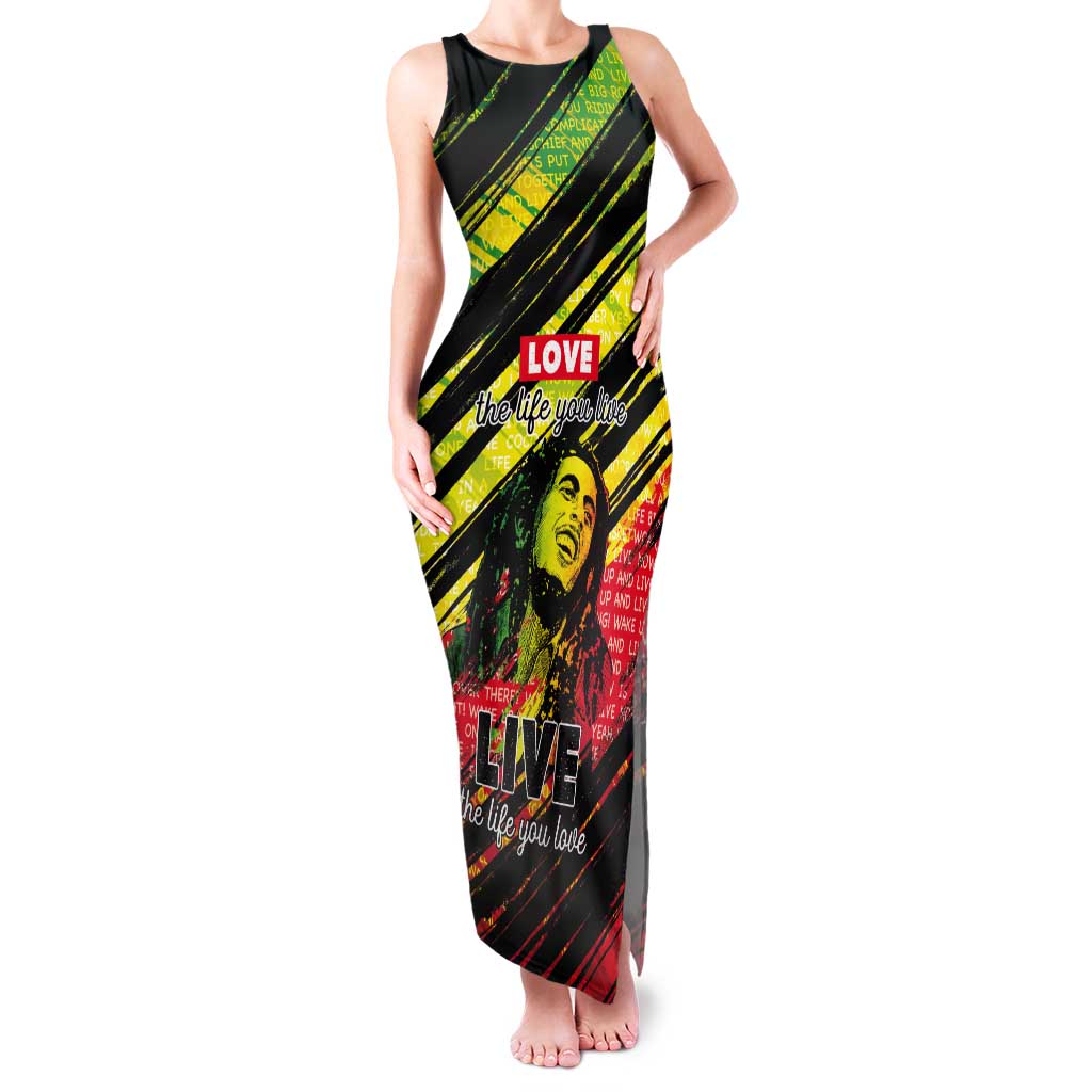 Reggae Legend Tank Maxi Dress Love The Life You Live Live The Life You Love LT05 - Wonder Print Shop