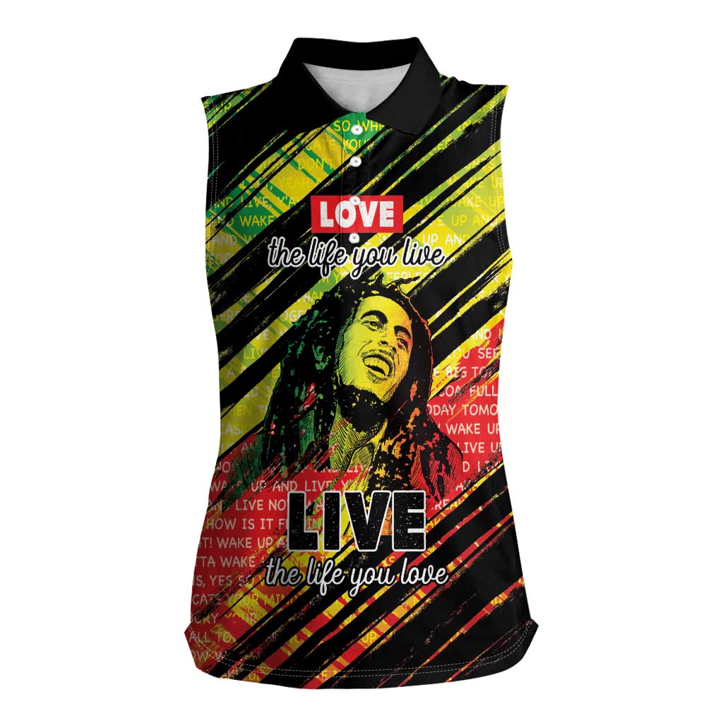 Reggae Legend Women Sleeveless Polo Shirt Love The Life You Live Live The Life You Love LT05 - Wonder Print Shop