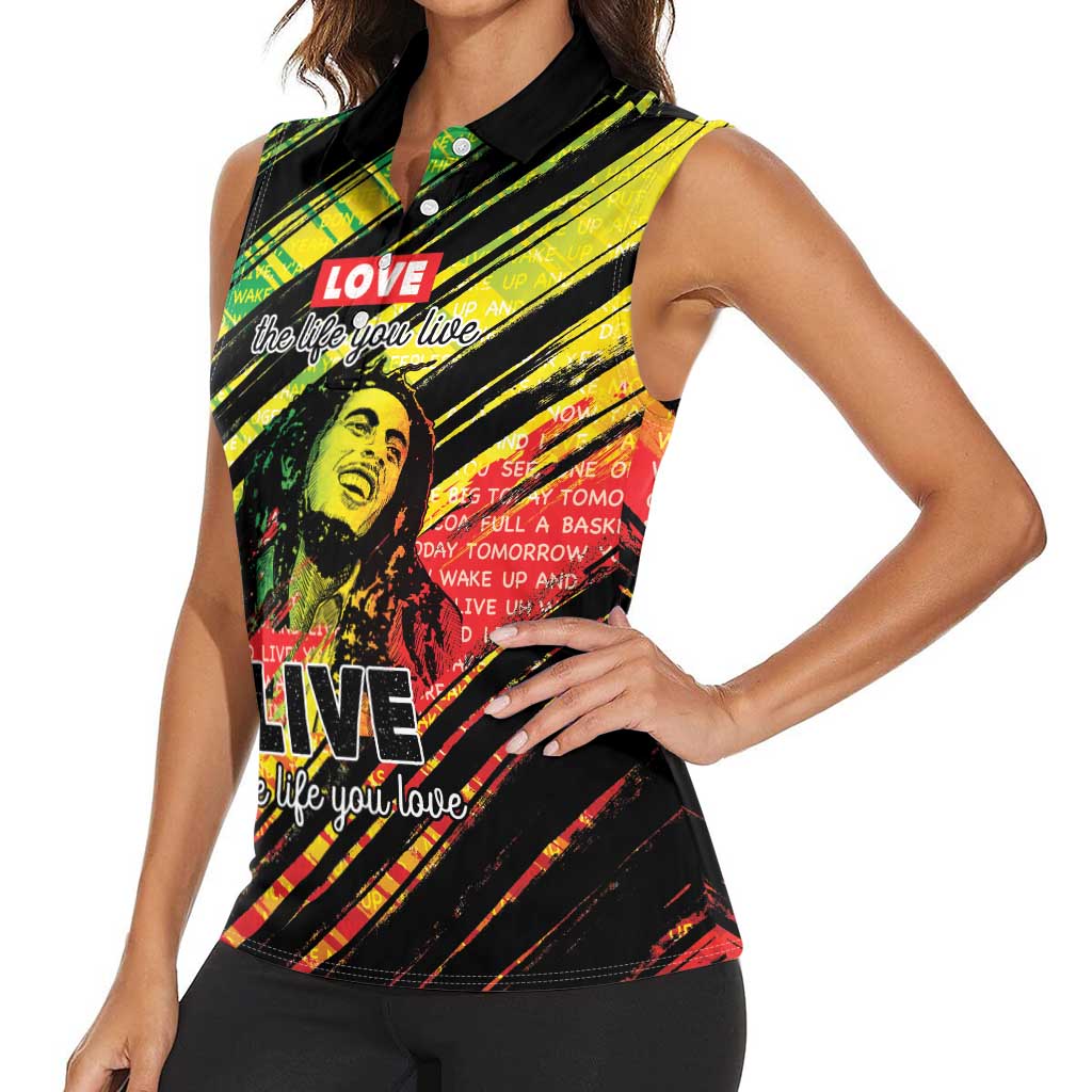 Reggae Legend Women Sleeveless Polo Shirt Love The Life You Live Live The Life You Love LT05 - Wonder Print Shop