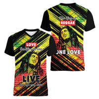 Reggae Legend Women V-Neck T-Shirt Love The Life You Live Live The Life You Love LT05 - Wonder Print Shop