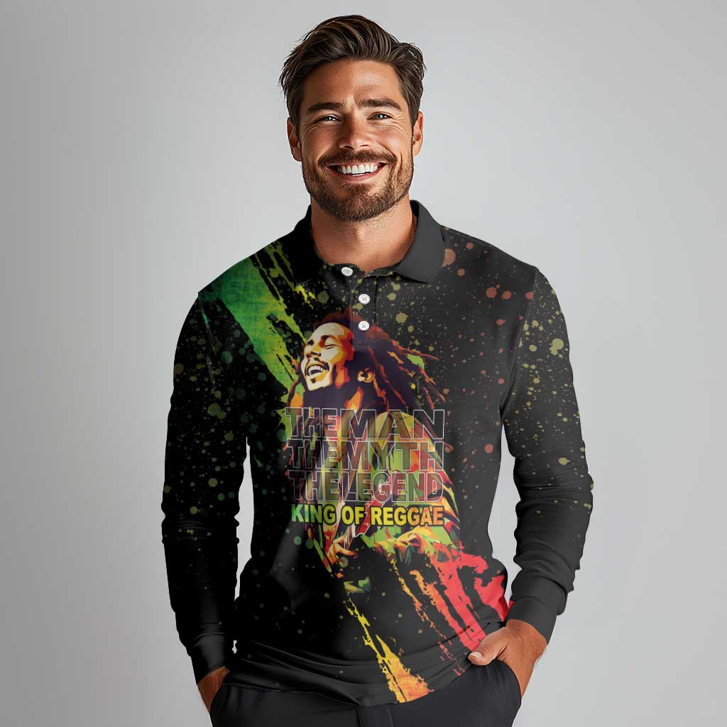 Legend Bob Long Sleeve Polo Shirt One Love Heart Destiny LT05 - Wonder Print Shop