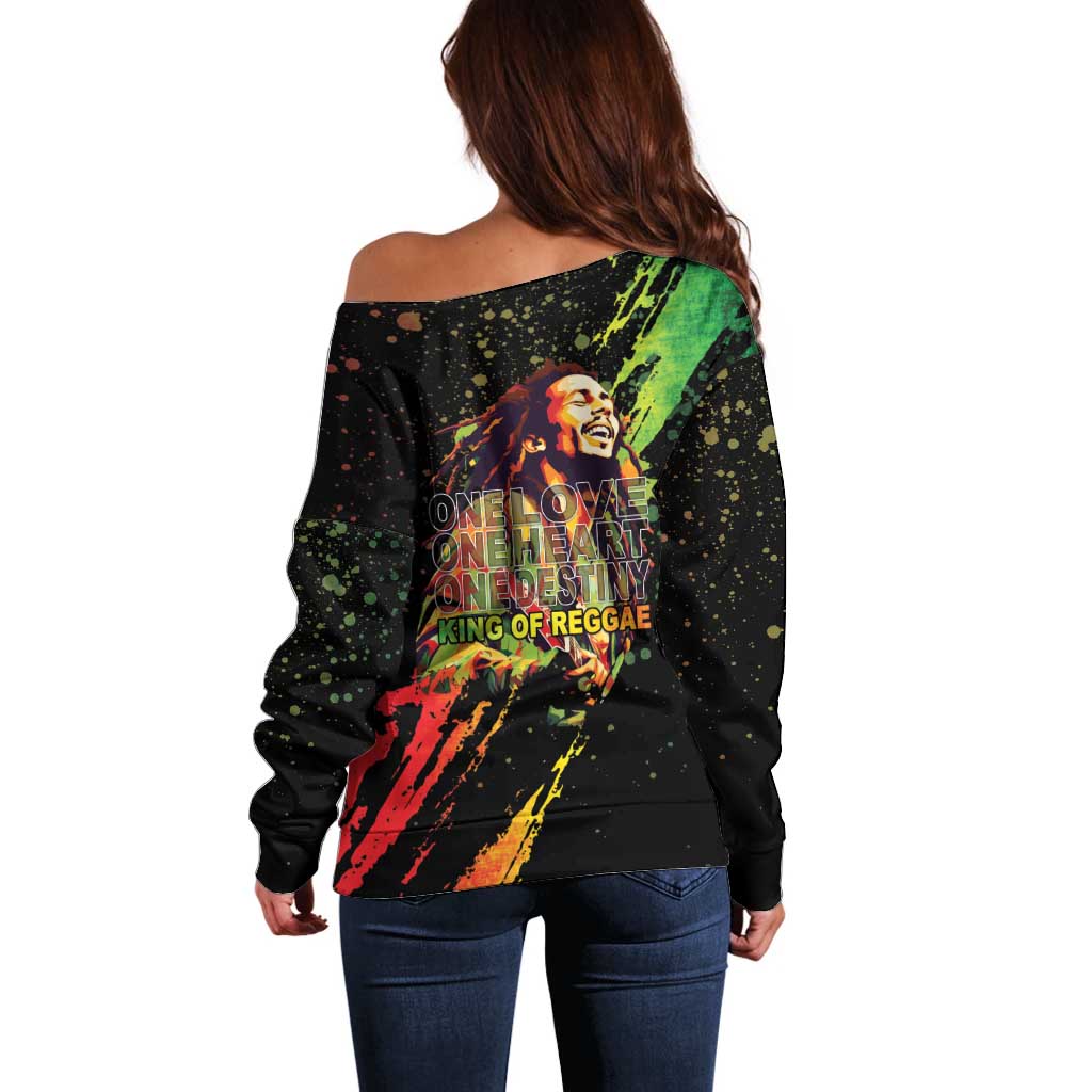 Legend Bob Off Shoulder Sweater One Love Heart Destiny LT05 - Wonder Print Shop