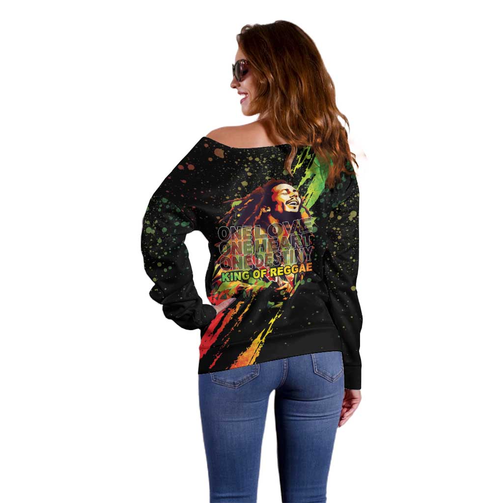 Legend Bob Off Shoulder Sweater One Love Heart Destiny LT05 - Wonder Print Shop
