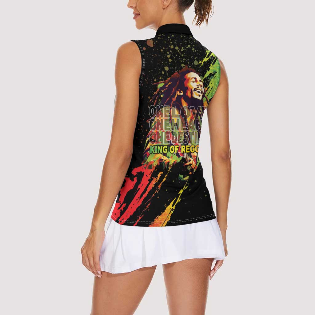 Legend Bob Women Sleeveless Polo Shirt One Love Heart Destiny LT05 - Wonder Print Shop