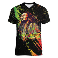 Legend Bob Women V-Neck T-Shirt One Love Heart Destiny LT05 - Wonder Print Shop