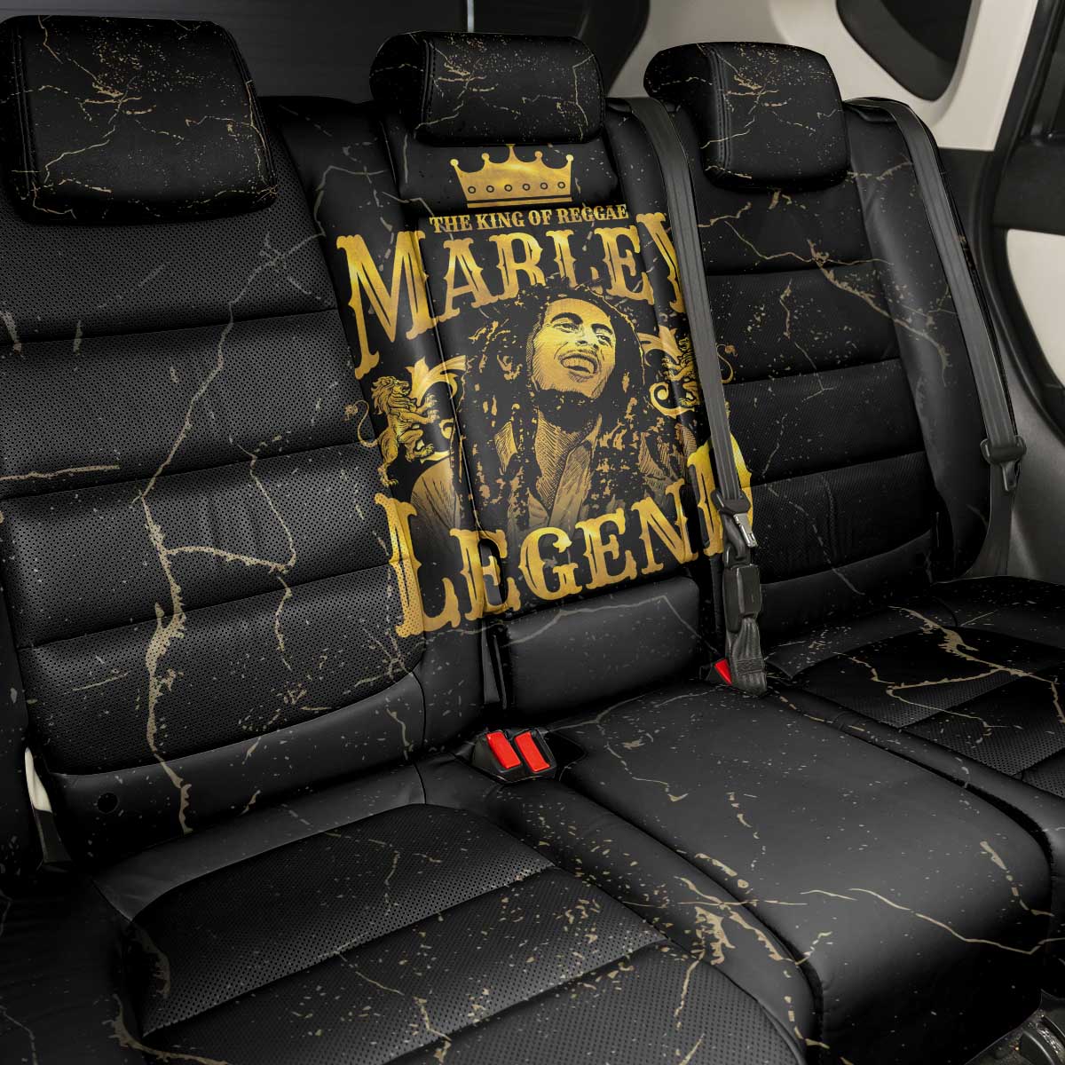 Reggae King Marley Back Car Seat Cover Gold Lion
