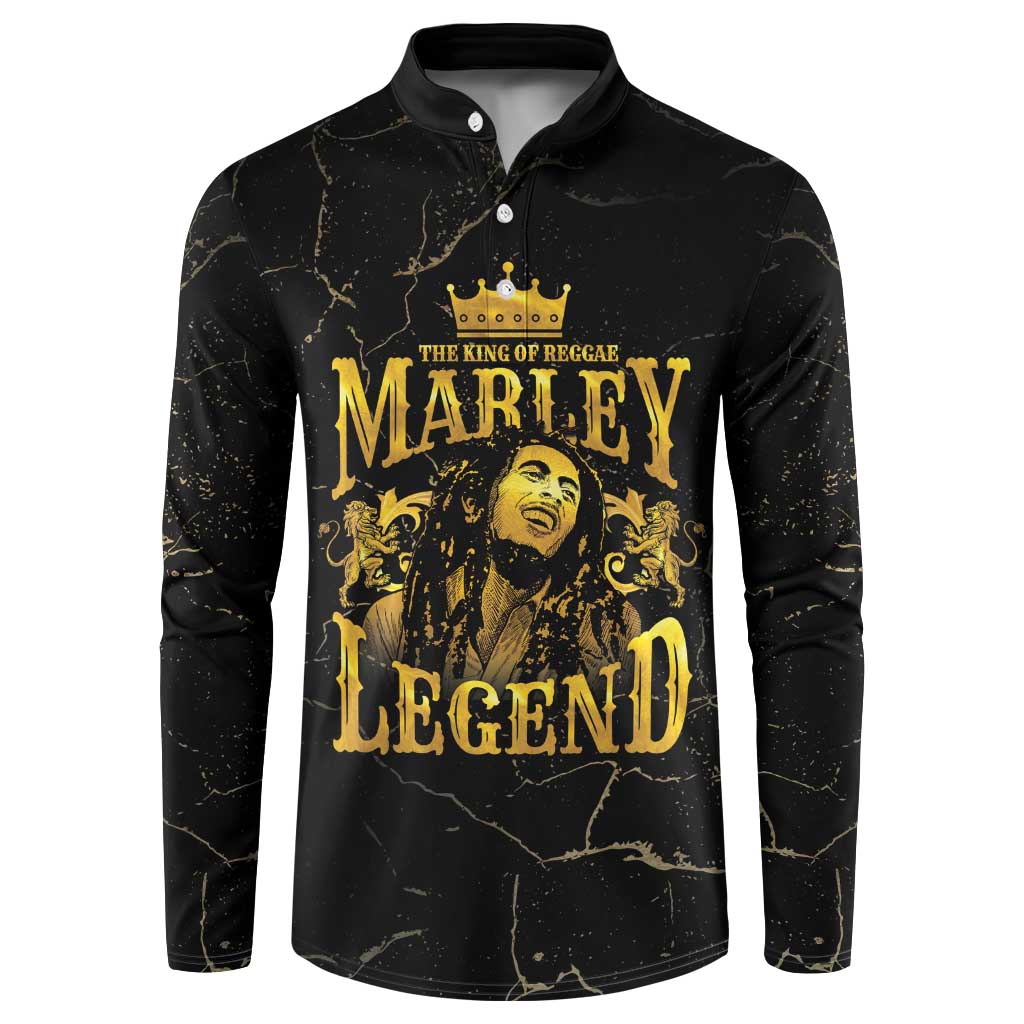 Reggae King Marley Button Sweatshirt Gold Lion