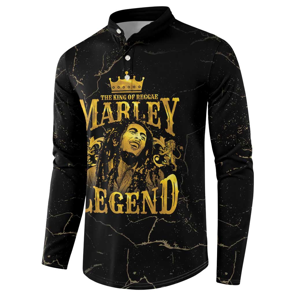 Reggae King Marley Button Sweatshirt Gold Lion