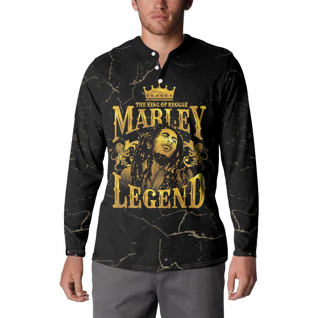 Reggae King Marley Button Sweatshirt Gold Lion