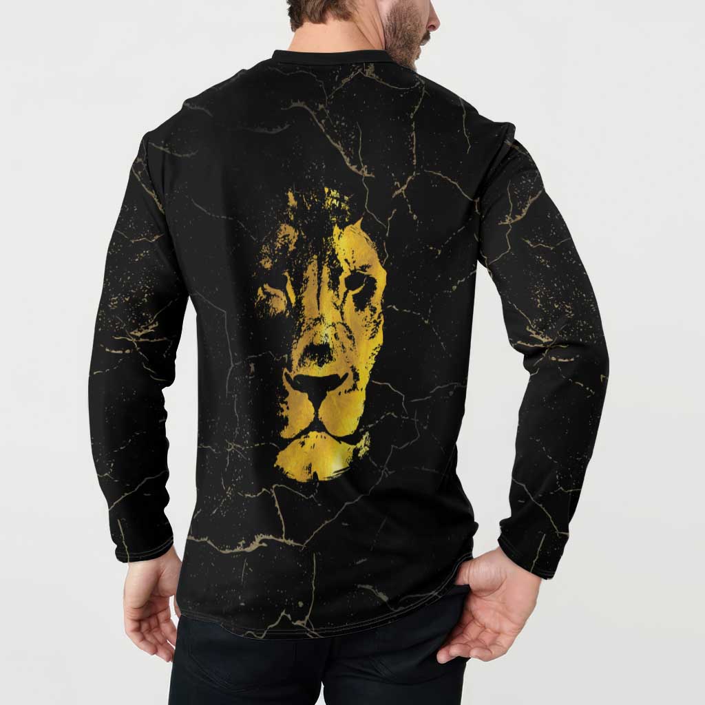 Reggae King Marley Button Sweatshirt Gold Lion