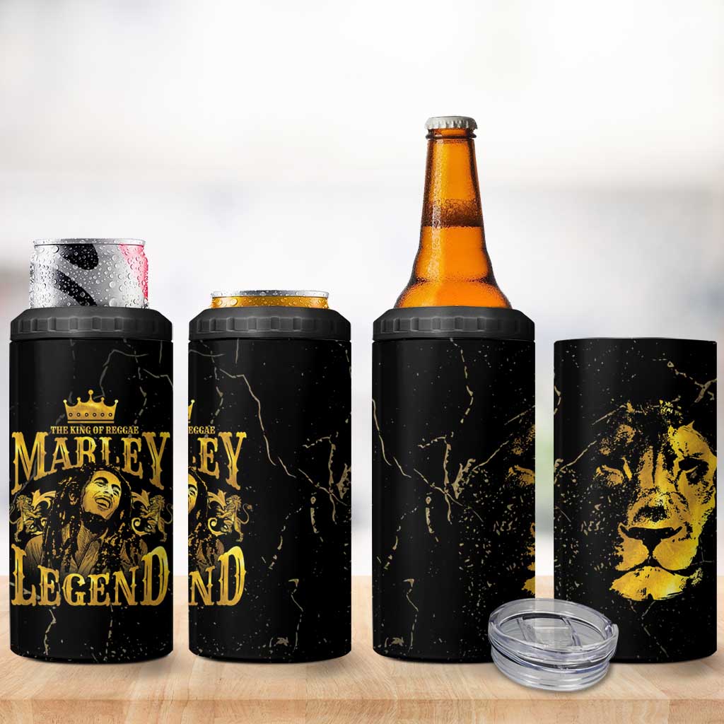 Reggae King Marley 4 in 1 Can Cooler Tumbler Gold Lion