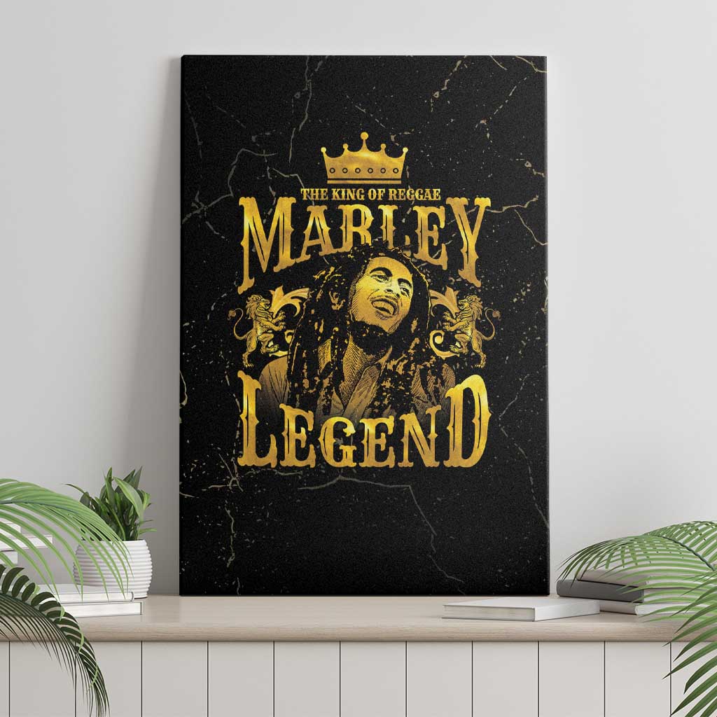 Reggae King Marley Canvas Wall Art Gold Lion