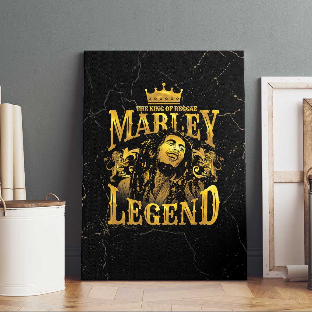 Reggae King Marley Canvas Wall Art Gold Lion