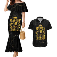 Reggae King Marley Couples Matching Mermaid Dress and Hawaiian Shirt Gold Lion