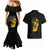 Reggae King Marley Couples Matching Mermaid Dress and Hawaiian Shirt Gold Lion