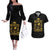 Reggae King Marley Couples Matching Off The Shoulder Long Sleeve Dress and Hawaiian Shirt Gold Lion