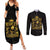Reggae King Marley Couples Matching Summer Maxi Dress and Long Sleeve Button Shirt Gold Lion