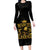 Reggae King Marley Family Matching Long Sleeve Bodycon Dress and Hawaiian Shirt Gold Lion