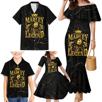 Reggae King Marley Family Matching Mermaid Dress and Hawaiian Shirt Gold Lion