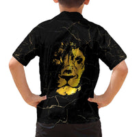 Reggae King Marley Family Matching Off The Shoulder Long Sleeve Dress and Hawaiian Shirt Gold Lion