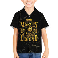 Reggae King Marley Family Matching Off The Shoulder Long Sleeve Dress and Hawaiian Shirt Gold Lion
