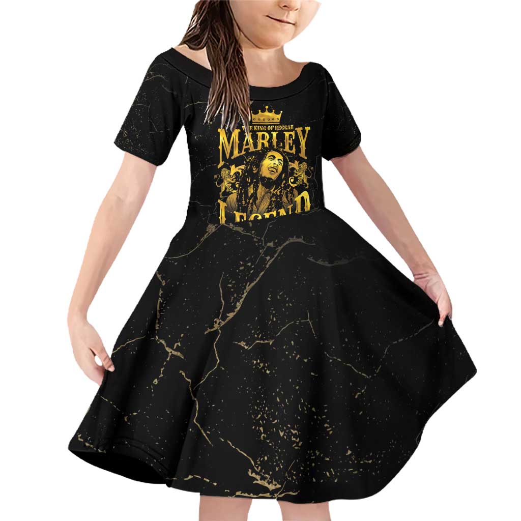 Reggae King Marley Family Matching Off Shoulder Short Dress and Hawaiian Shirt Gold Lion LT05 - Wonder Print Shop