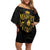 Reggae King Marley Family Matching Off Shoulder Short Dress and Hawaiian Shirt Gold Lion LT05 - Wonder Print Shop