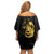 Reggae King Marley Family Matching Off Shoulder Short Dress and Hawaiian Shirt Gold Lion LT05 - Wonder Print Shop