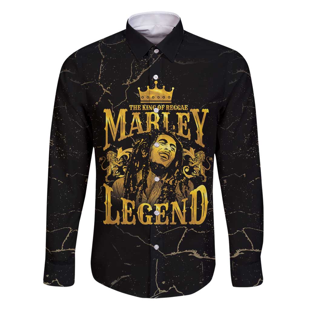 Reggae King Marley Family Matching Puletasi and Hawaiian Shirt Gold Lion