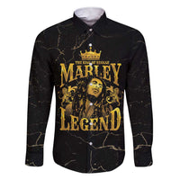 Reggae King Marley Family Matching Short Sleeve Bodycon Dress and Hawaiian Shirt Gold Lion LT05 - Wonder Print Shop