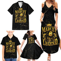 Reggae King Marley Family Matching Summer Maxi Dress and Hawaiian Shirt Gold Lion LT05 - Wonder Print Shop