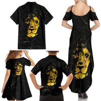 Reggae King Marley Family Matching Summer Maxi Dress and Hawaiian Shirt Gold Lion LT05 - Wonder Print Shop