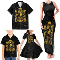 Reggae King Marley Family Matching Tank Maxi Dress and Hawaiian Shirt Gold Lion LT05 - Wonder Print Shop