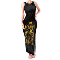 Reggae King Marley Family Matching Tank Maxi Dress and Hawaiian Shirt Gold Lion LT05 - Wonder Print Shop