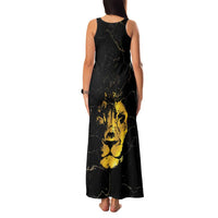 Reggae King Marley Family Matching Tank Maxi Dress and Hawaiian Shirt Gold Lion LT05 - Wonder Print Shop