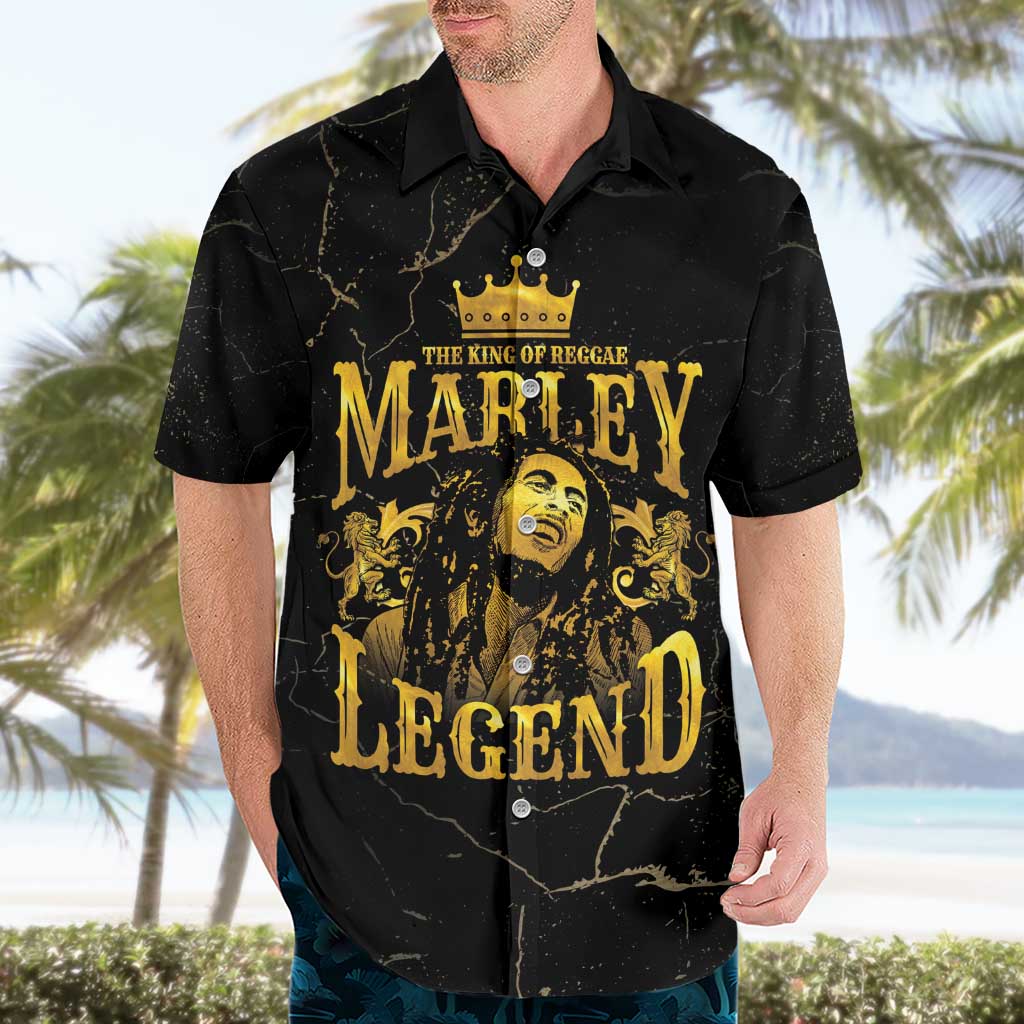 Reggae King Marley Hawaiian Shirt Gold Lion LT05 - Wonder Print Shop