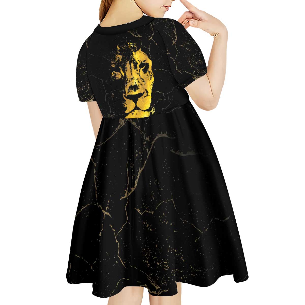 Reggae King Marley Kid Short Sleeve Dress Gold Lion LT05 - Wonder Print Shop