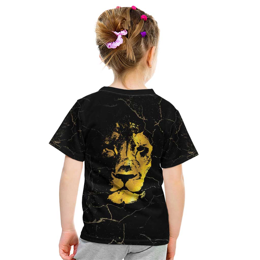 Reggae King Marley Kid T Shirt Gold Lion LT05 - Wonder Print Shop