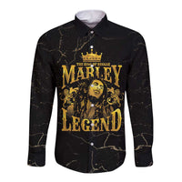 Reggae King Marley Long Sleeve Button Shirt Gold Lion