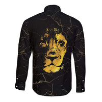 Reggae King Marley Long Sleeve Button Shirt Gold Lion