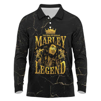 Reggae King Marley Long Sleeve Polo Shirt Gold Lion LT05 - Wonder Print Shop