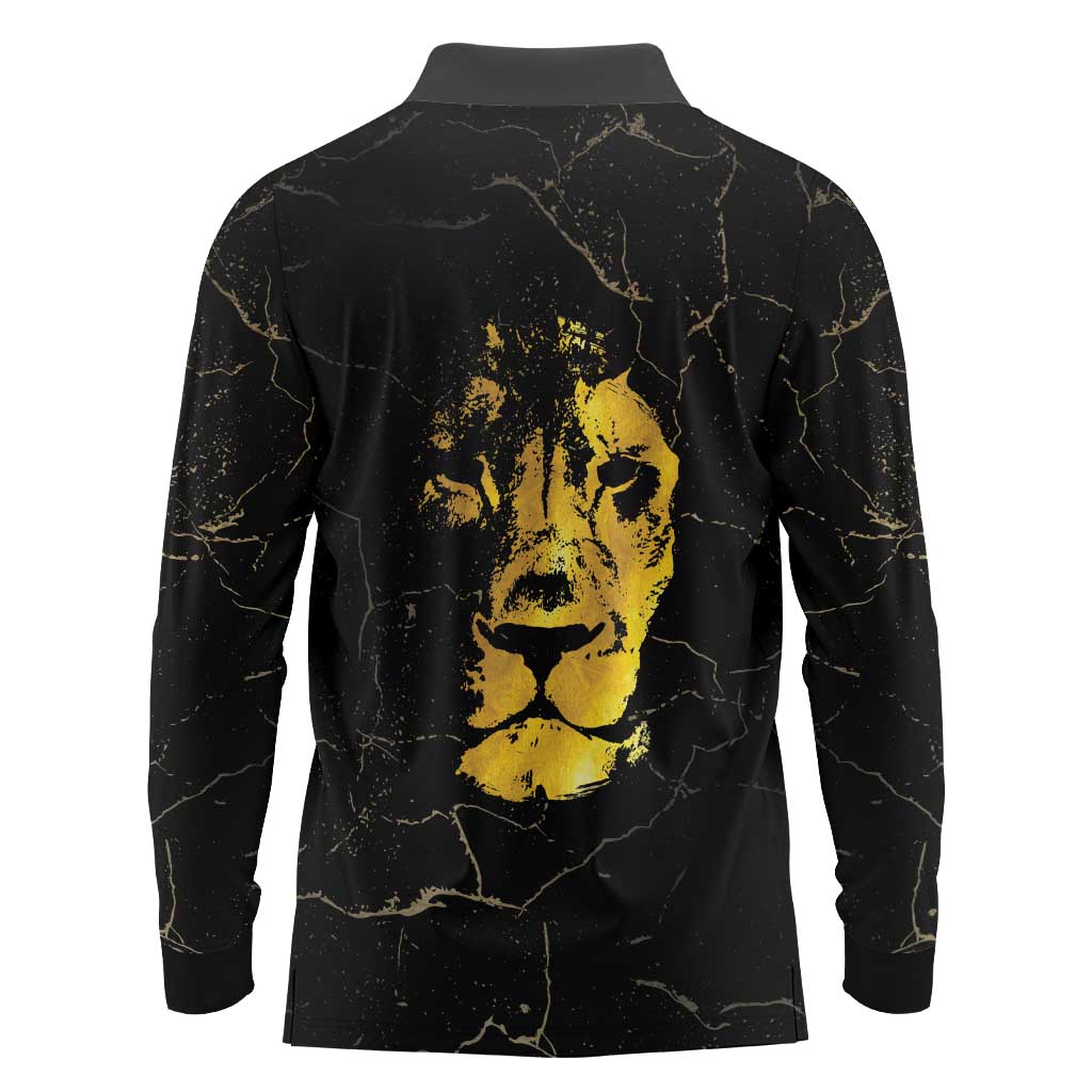 Reggae King Marley Long Sleeve Polo Shirt Gold Lion LT05 - Wonder Print Shop