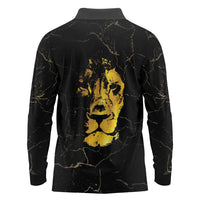 Reggae King Marley Long Sleeve Polo Shirt Gold Lion LT05 - Wonder Print Shop