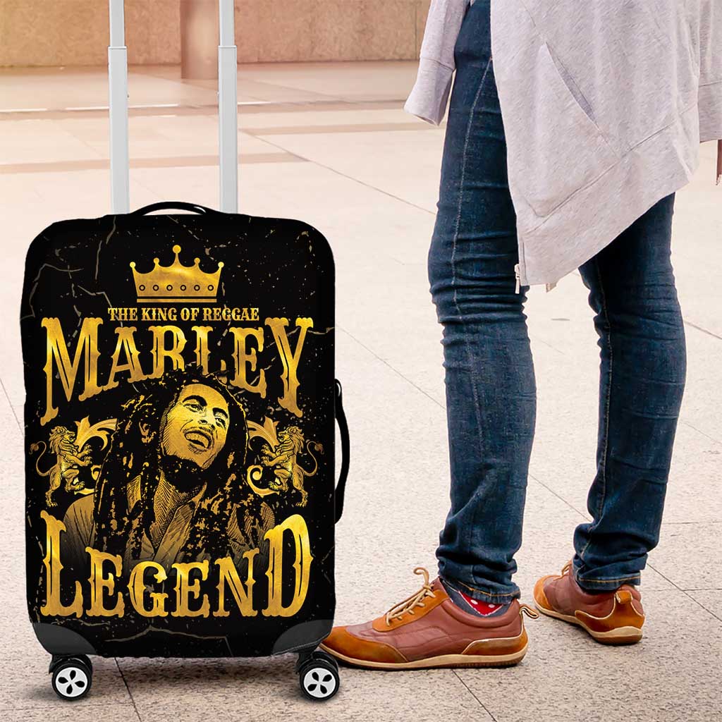 Reggae King Marley Luggage Cover Gold Lion LT05 - Wonder Print Shop