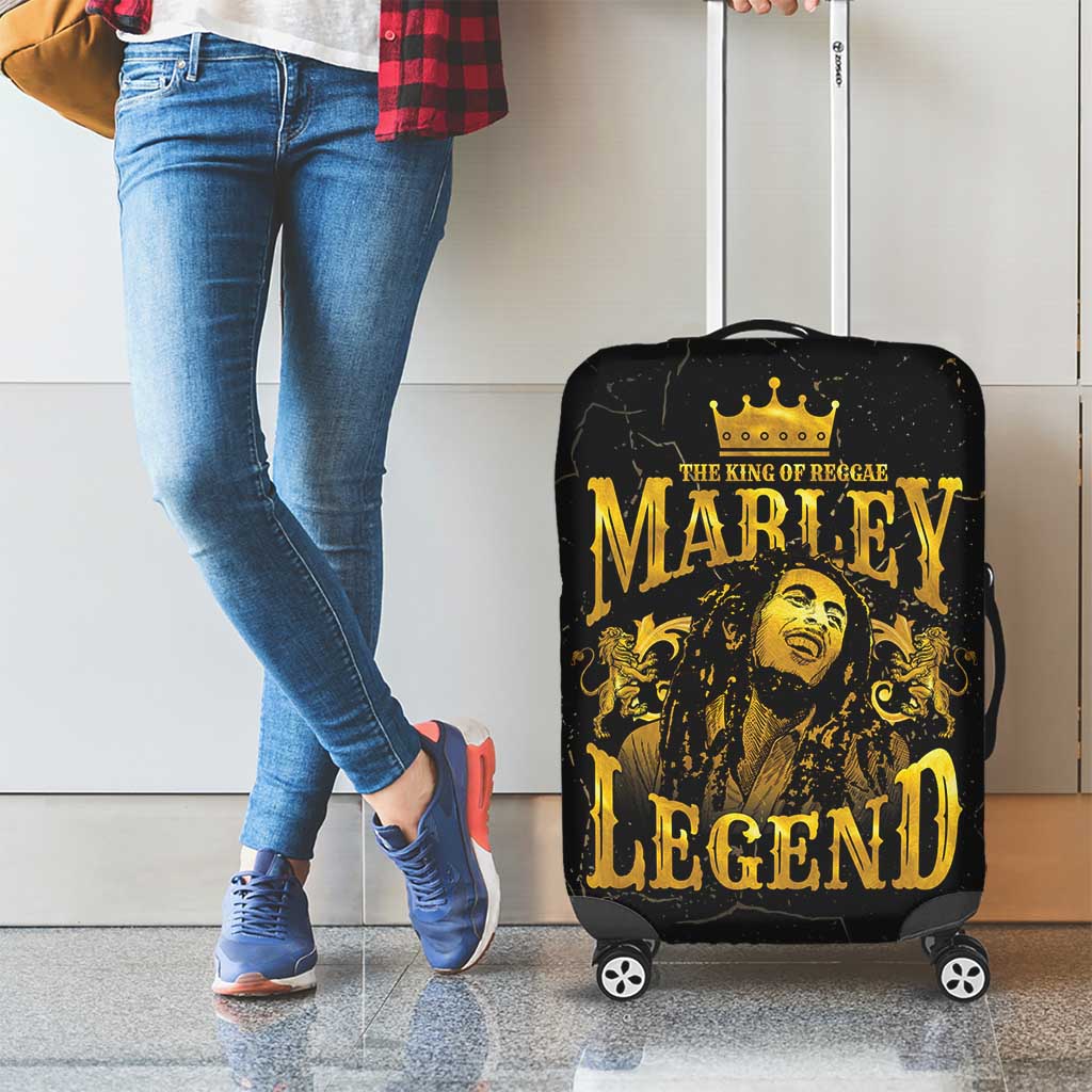 Reggae King Marley Luggage Cover Gold Lion LT05 - Wonder Print Shop