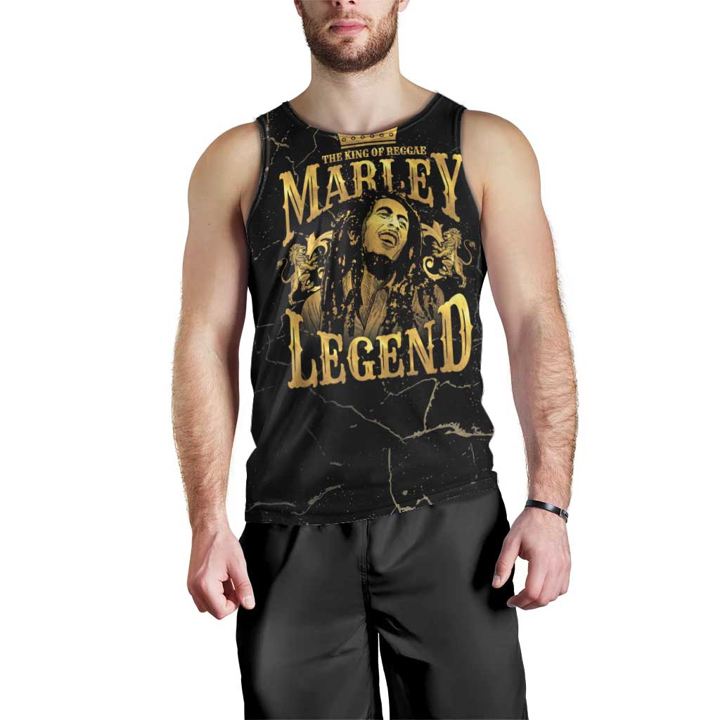 Reggae King Marley Men Tank Top Gold Lion LT05 - Wonder Print Shop
