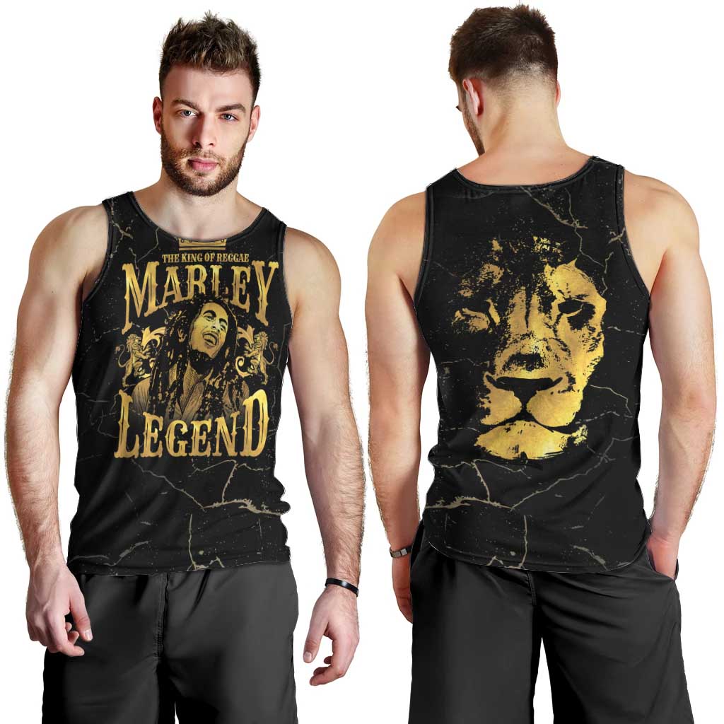Reggae King Marley Men Tank Top Gold Lion LT05 - Wonder Print Shop