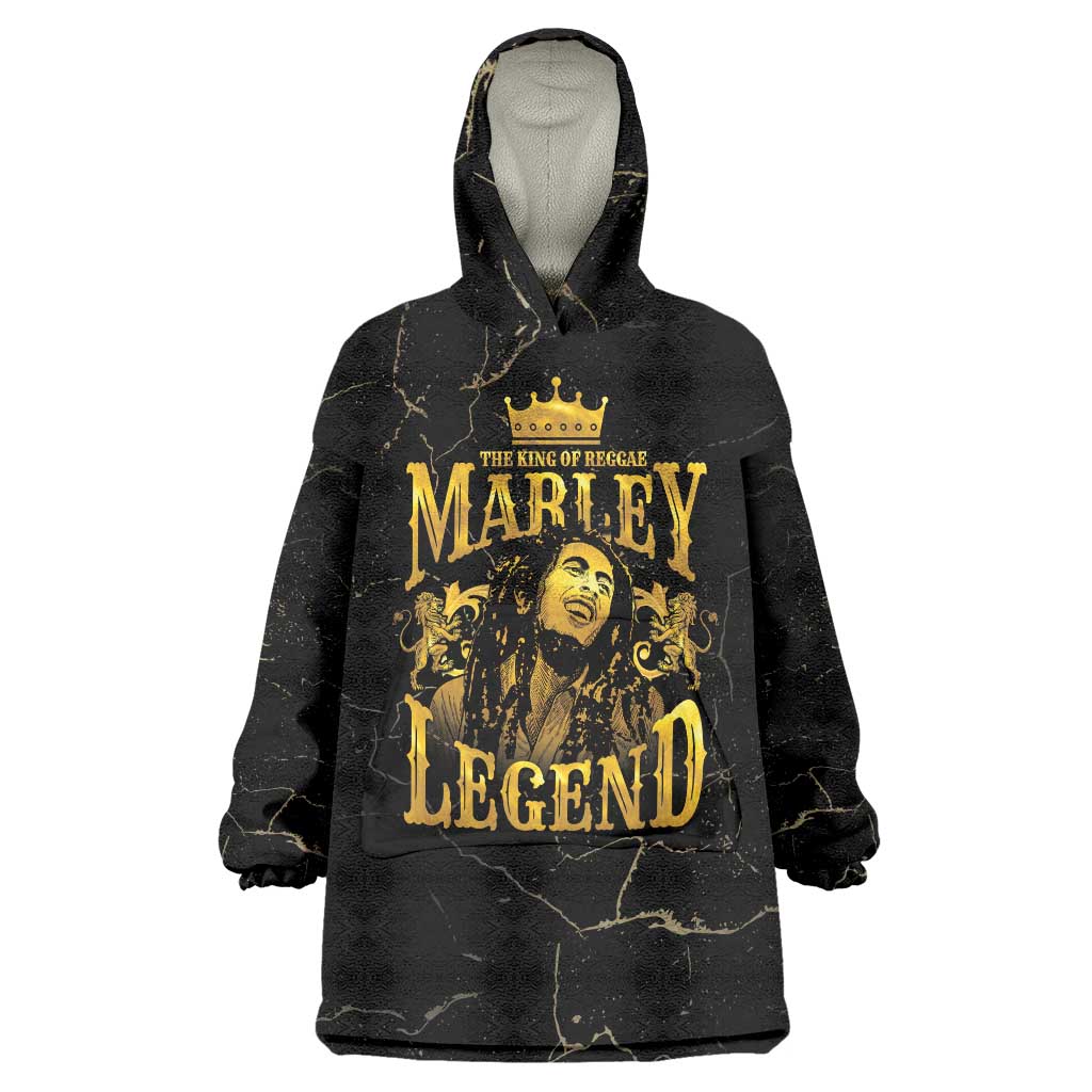Reggae King Marley Wearable Blanket Hoodie Gold Lion LT05 - Wonder Print Shop