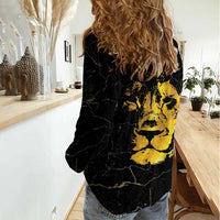Reggae King Marley Women Casual Shirt Gold Lion LT05 - Wonder Print Shop